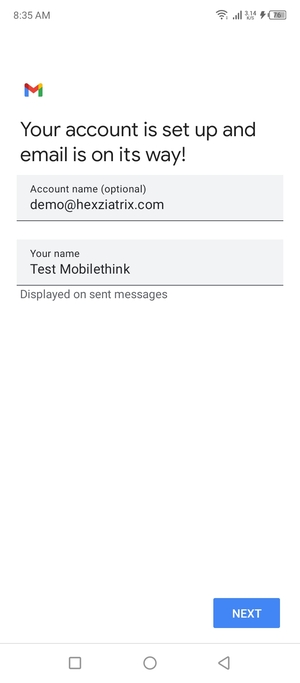 Give your account a name and enter your name. Select NEXT