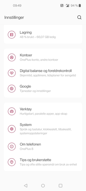 Bla til og velg System