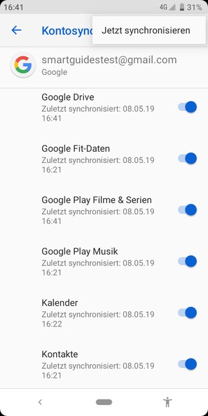 Wählen Sie Jetzt synchronisieren