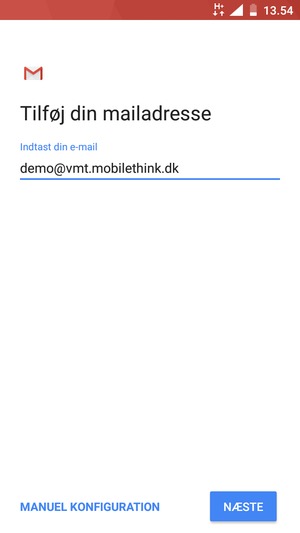 Indtast din e-mailadresse og vælg NÆSTE