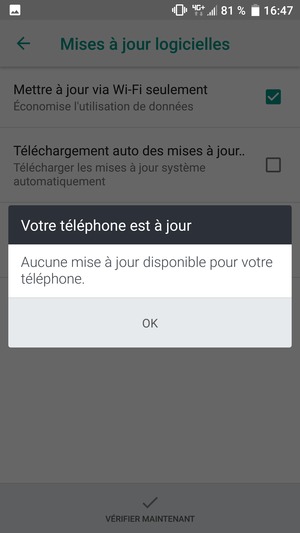 Si votre téléphone est à jour, sélectionnez OK