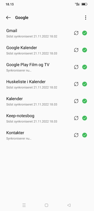 Dine oplysninger vil blive synkroniseret