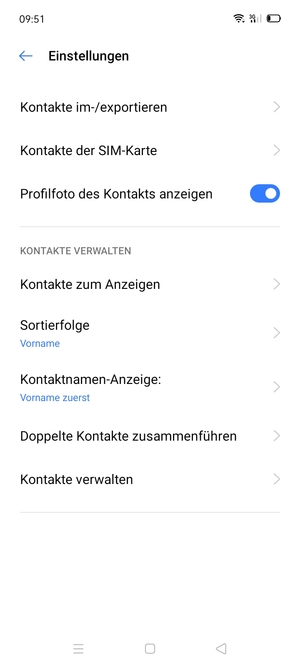 Wählen Sie Kontakte der SIM-Karte