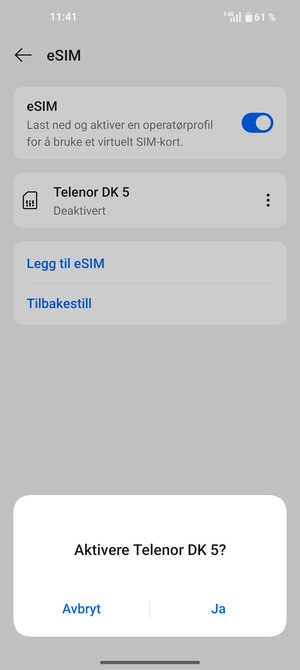Velg Ja