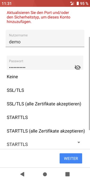 Wählen Sie Keine und WEITER
