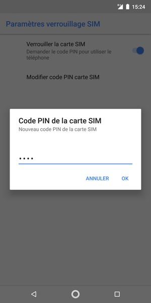 Saisissez votre Nouveau code PIN de la carte SIM et sélectionnez OK