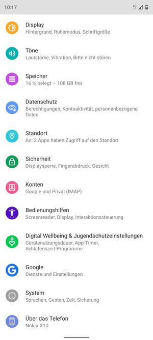 Scrollen Sie und wählen Sie System