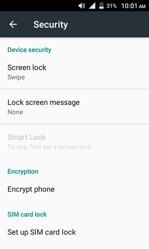 Select Screen lock