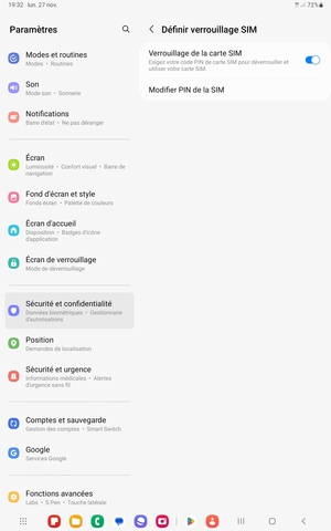 Sélectionnez Modifier PIN de la SIM