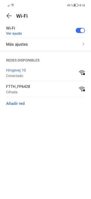 Ahora está conectado a la red Wi-Fi