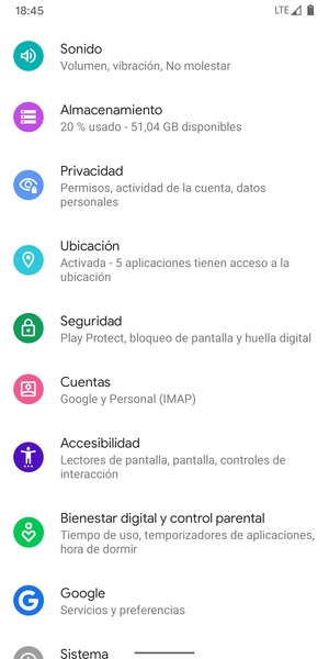 Desplácese y seleccione Cuentas