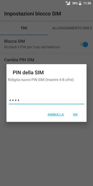 Conferma il nuovo PIN SIM e seleziona OK