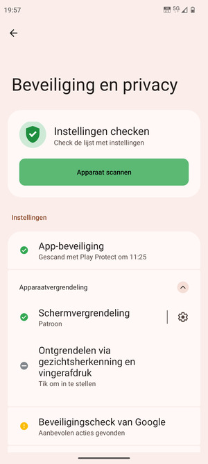 Uw telefoon is nu beveiligd met een schermvergrendeling