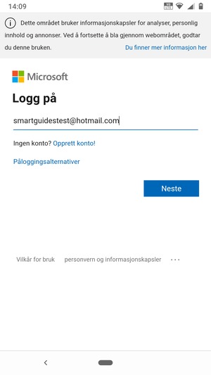 Skriv inn e-postadresse og velg Neste