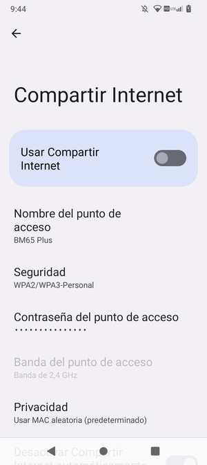 Seleccione Contraseña del punto de acceso