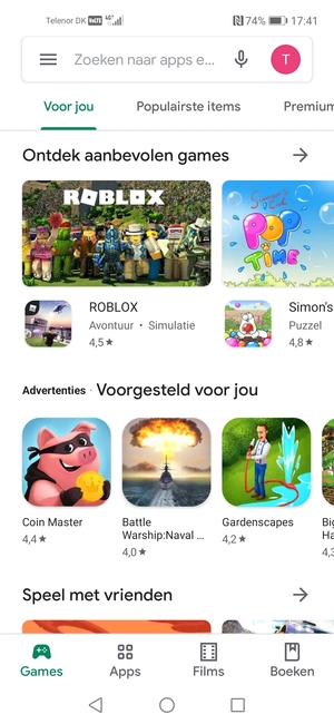 Selecteer de zoekbalk
