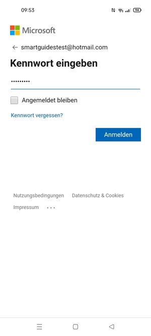 Geben Sie Ihre Passwort ein und wählen Sie Anmelden