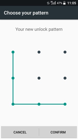 Draw the unlock pattern again and select CONFIRM