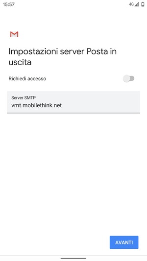 Disattiva Richiedi accesso e seleziona AVANTI