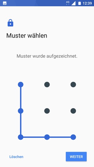 Zeichnen Sie ein Entsperrmuster und wählen Sie WEITER