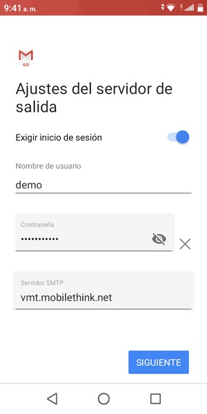 Introduzca la dirección de servidor saliente