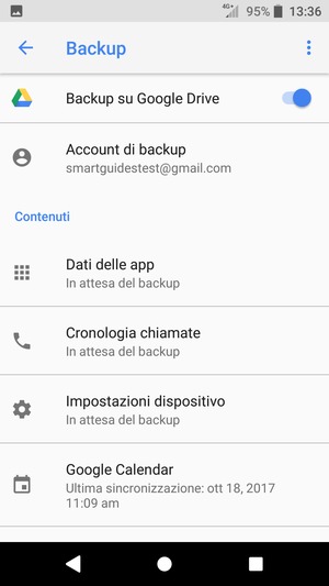 Seleziona Account di backup