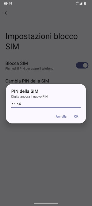 Conferma il nuovo PIN della SIM e seleziona OK
