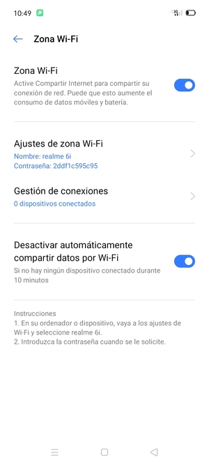 El teléfono ha sido configurado para su uso como módem