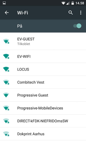 Du er nå koblet til Wi-Fi-nettverket