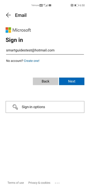 Enter your Hotmail address and select Next