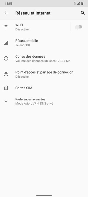 Sélectionnez Point d'accès et partage de connexion