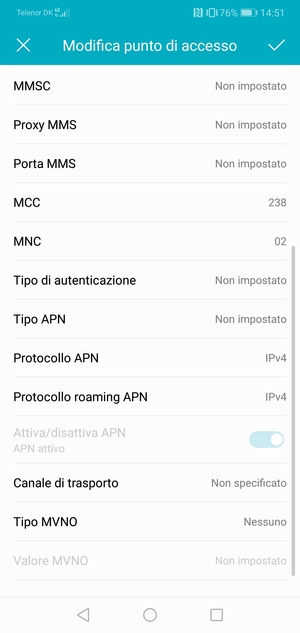 Scorri verso il basso e inserisci le informazioni di internet