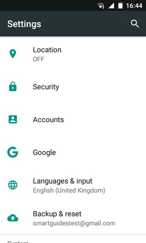 Scroll to and select Security