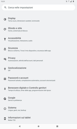 Scorri e seleziona Sistema