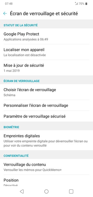 Votre téléphone est maintenant sécurisé par un écran de verrouillage
