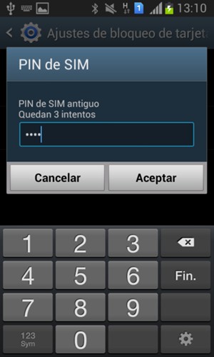 Introduzca su PIN de SIM antiguo y seleccione Aceptar