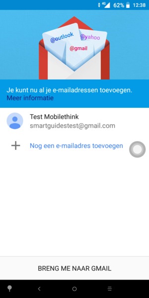 Selecteer BRENG ME NAAR GMAIL
