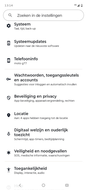 Scroll naar en selecteer Locatie