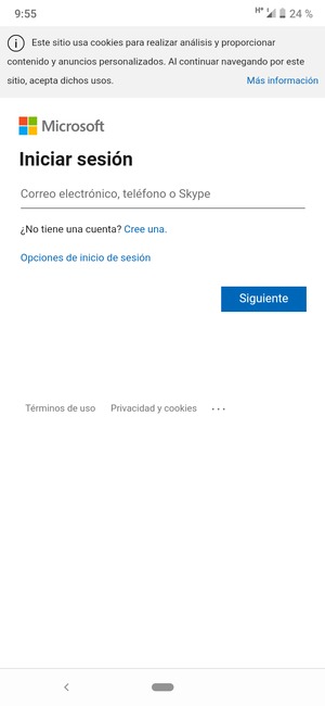 Introduzca su Dirección de correo electrónico y seleccione Siguiente