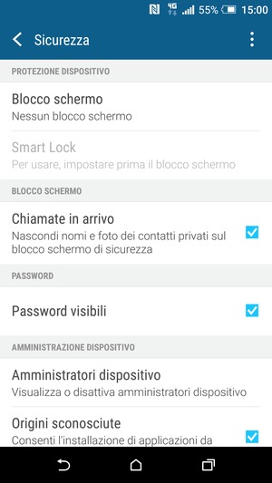 Seleziona Blocco schermo