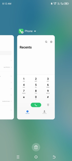 Select  the Delete icon to close all running apps