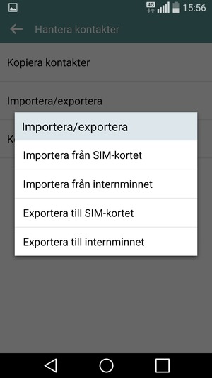 Välj Importera från SIM-kortet
