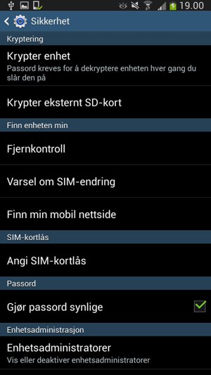Velg Angi SIM-kortlås