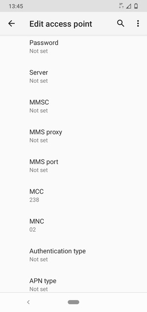Scroll down and enter MMS information