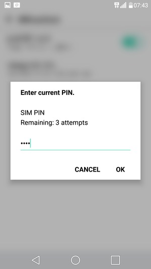 Enter your Current SIM PIN and select OK