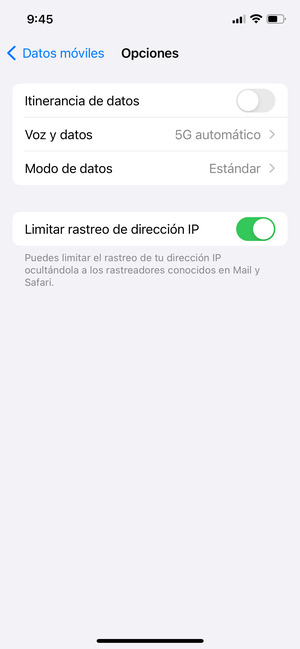 Seleccione Voz y datos