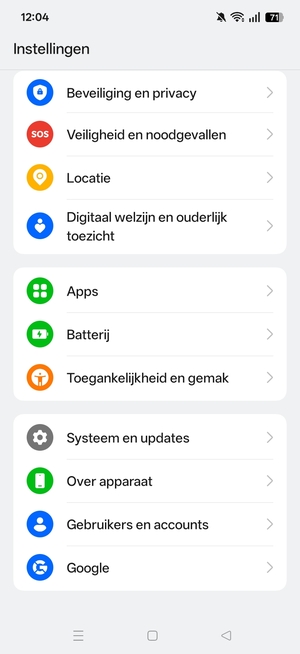 Scroll naar en selecteer Systeem en updates