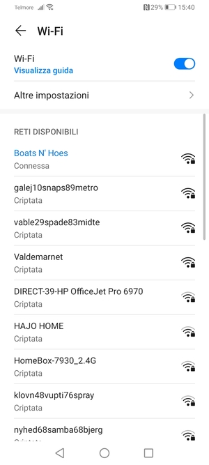 Ora sei connesso alla rete Wi-Fi