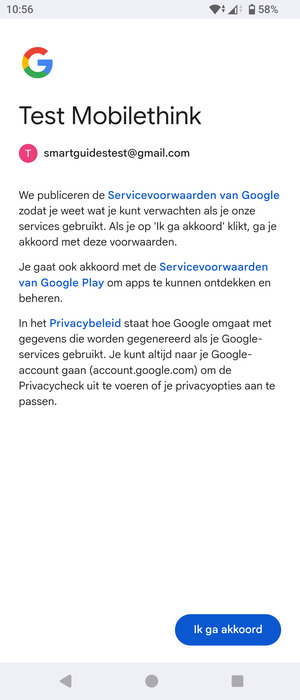 Selecteer Ik ga akkoord