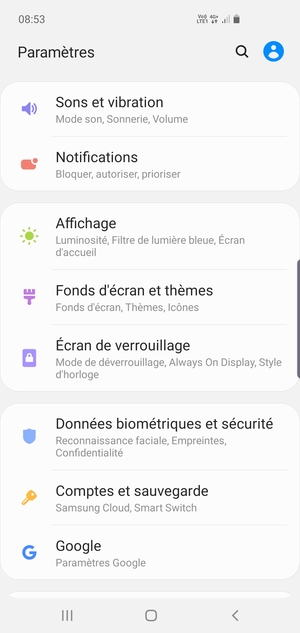 Pour activer votre écran de verrouillage, allez dans le menu Paramètres et sélectionnez Écran de verrouillage